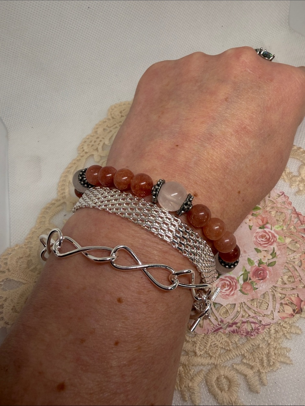 925 Sterling Silver Multi-Strand Mesh Bracelet Quiet Luxury Layered Chain - Picture 7 of 7